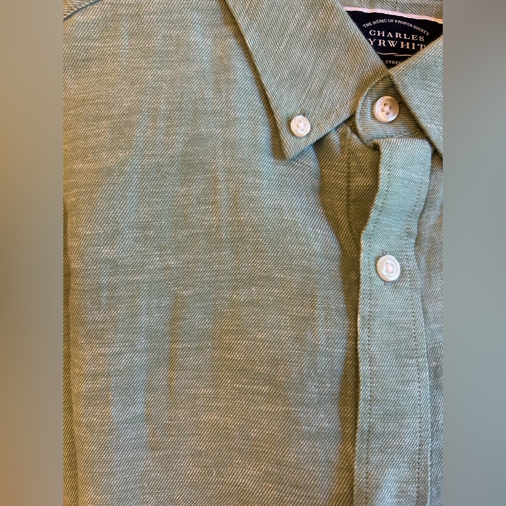 Charles Tyrwhitt Green Men's Shirt Short Sleeved - Picture 5 of 5
